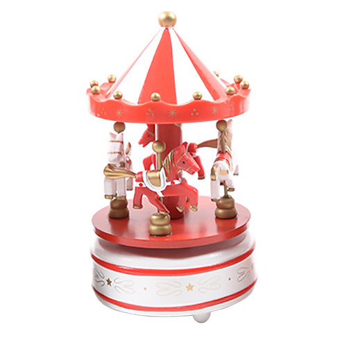 Scena a Led di Carosello giostra in legno, decorazione da 29 cm