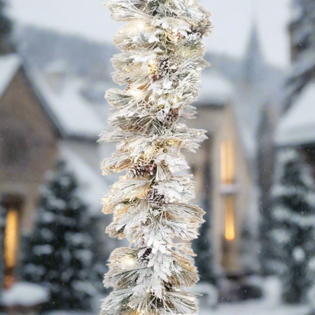Festone ghirlanda innevata di natale con luci LED decorazione natalizia 200 cm