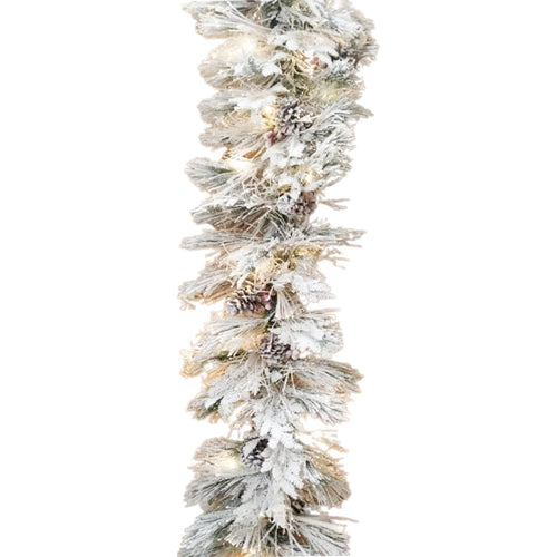 Festone ghirlanda innevata di natale con luci LED decorazione natalizia 200 cm