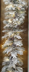 Festone ghirlanda innevata di natale con luci LED decorazione natalizia 200 cm