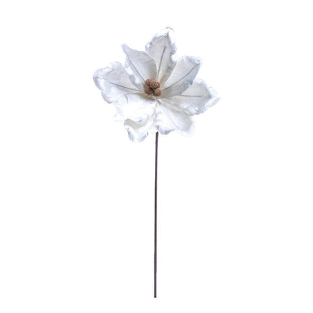 Magnolia decorativa in poliestere per decorazioni natalizie h 60 cm
