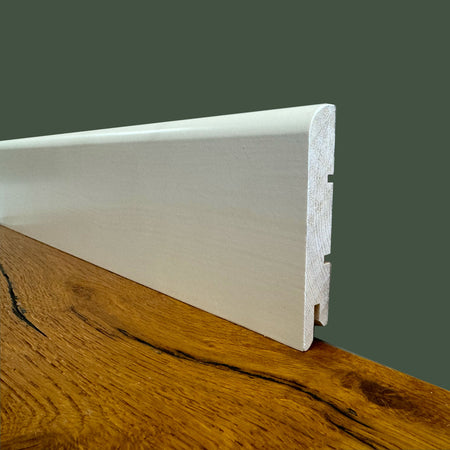 Battiscopa PREMIUM in legno MASSELLO BC 91x15 laccato bianco liscio (prezzo al metro) - Eternal Parquet