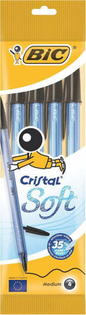 BIC-Penne-a-sfera-Soft-CRISTAL-4-pz-inchiostro-Nero-Easy-glide-tratto-Medio-1,2-mm