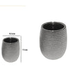Bicchiere Porta Spazzolini Accessorio Argento Rigato Moderno Arredo Bagno 59939