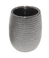Bicchiere Porta Spazzolini Accessorio Argento Rigato Moderno Arredo Bagno 59939
