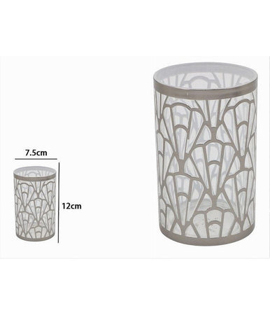Bicchiere Porta Spazzolini Accessorio Bagno Argento Contemporaneo Arredo 59101