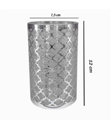 Bicchiere Porta Spazzolini Accessorio Bagno Argento Stile Barocco Arredo 59107