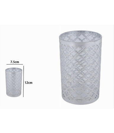 Bicchiere Porta Spazzolini Accessorio Bagno Argento Stile Barocco Arredo 59107