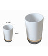 Bicchiere Porta Spazzolini Bianco Con Riga Bassa Dorata Nera Arredo Bagno 59868