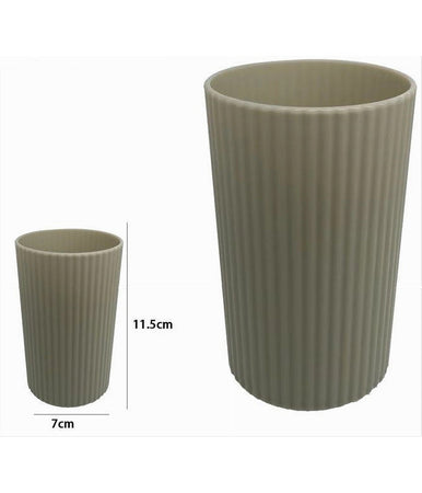 Bicchiere Porta Spazzolini Colore Beige Rigato Accessorio Per Arredo Bagno 79167