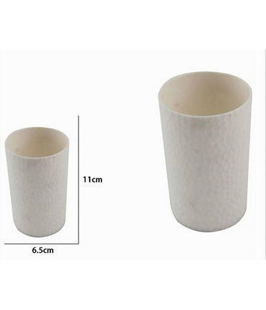 Bicchiere Porta Spazzolini Colore Bianco Lavorato Accessorio Arredo Bagno 10436