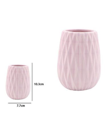 Bicchiere Porta Spazzolini Colore Rosa Lavorato Accessori Arredo Da Bagno 79947
