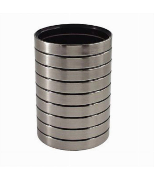 Bicchiere Porta Spazzolini Da Denti Argento A Righe Moderno Arredo Bagno 10390