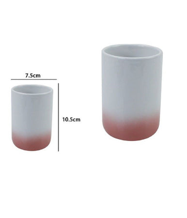 Bicchiere Porta Spazzolini Dentifricio Bianco Rosa Arredo Bagno Accessori 59907