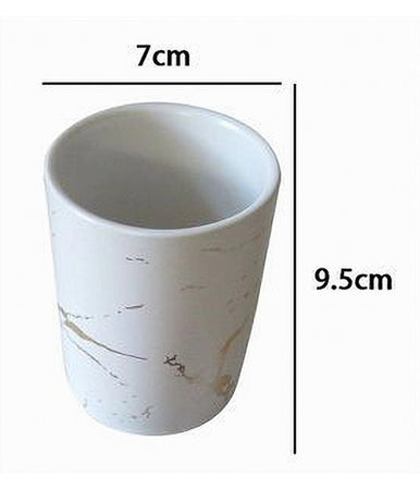 Bicchiere Porta Spazzolini Effetto Marmo Moderno Accessori Arredo Da Bagno 59886