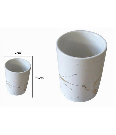 Bicchiere Porta Spazzolini Effetto Marmo Moderno Accessori Arredo Da Bagno 59886
