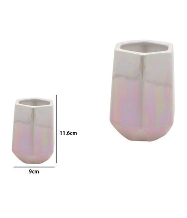 Bicchiere Porta Spazzolini Esagonale Effetto Visivo Accessori Arredo Bagno 79940