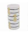 Bicchiere Porta Spazzolino Bianco Con Ananas In Plastica Accessorio Bagno 69758