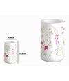 Bicchiere Porta Spazzolino Bianco Con Fiori In Ceramica Accessorio Bagno 69918