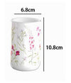 Bicchiere Porta Spazzolino Bianco Con Fiori In Ceramica Accessorio Bagno 69918