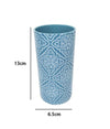 Bicchiere Porta Spazzolino Celeste Con Maioliche Accessorio Arredo Bagno 87026