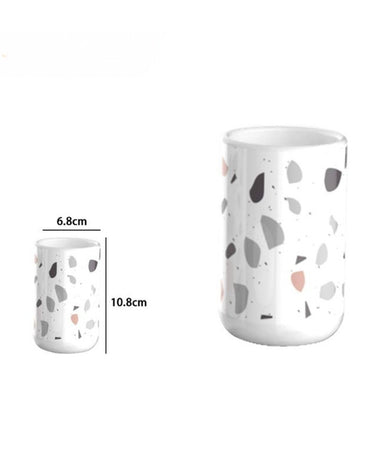 Bicchiere Porta Spazzolino Graniglia Bianco Multicolore Accessori Bagno 69835