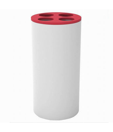 Bicchiere Portaspazzolini 4 Fori Bianco Rosso In Plastica Accessorio Bagno 69938