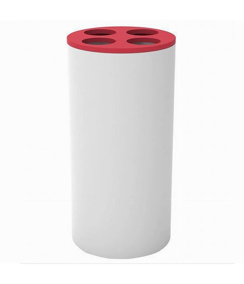 Bicchiere Portaspazzolini 4 Fori Bianco Rosso In Plastica Accessorio Bagno 69938