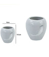 Bicchiere Portaspazzolini Ceramica Bianca Decorato Con Piuma Argento Bagno 59899
