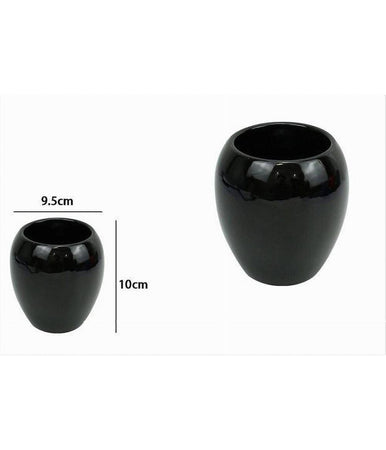 Bicchiere Portaspazzolini Ceramica Nero Moderno Accessorio Arredo Da Bagno 79249