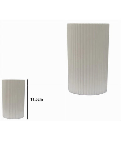 Bicchiere Portaspazzolini Colore Bianco Rigato Accessorio Per Arredo Bagno 79163