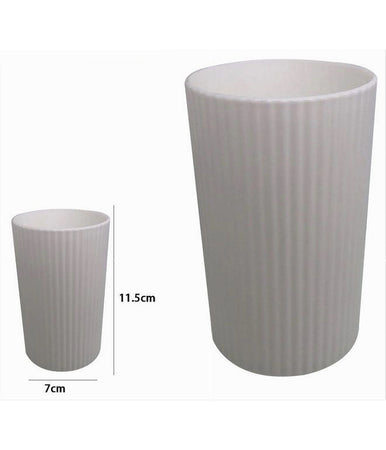 Bicchiere Portaspazzolini Colore Bianco Rigato Accessorio Per Arredo Bagno 79163