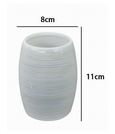 Bicchiere Portaspazzolini Dentifricio Arredo Bagno Ceramica Effetto Striato 59870