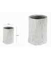 Bicchiere Portaspazzolini Dentifricio Bagno Ceramica Bianca Effetto Tronco 10331