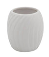 Bicchiere Portaspazzolini In Ceramica Rigata Bianca Accessori Arredo Bagno 79958