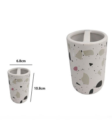Bicchiere Portaspazzolino 2 Fori Graniglia Bianco Multicolore Arredo Bagno 69543