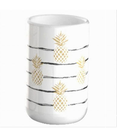 Bicchiere Portaspazzolino Ananas Bianco Accessorio Arredo Bagno 6.8x10.8cm 69753