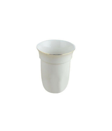 Bicchiere Ricambio Porta Scopino Wc Ceramica Bordi Dorati Bagno Accessori 59343