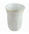 Bicchiere Ricambio Porta Scopino Wc Ceramica Bordi Dorati Bagno Accessori 59343