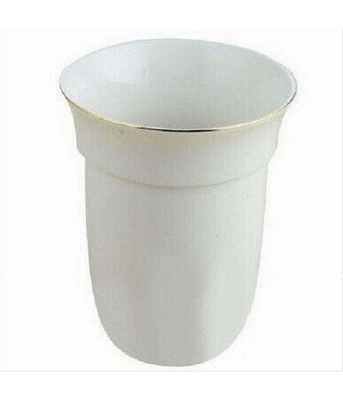 Bicchiere Ricambio Porta Scopino Wc Ceramica Bordi Dorati Bagno Accessori 59343