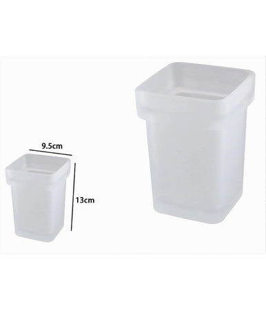 Bicchiere Ricambio Porta Scopino Wc Vetro Cubico Satinato Bagno Accessori 87266