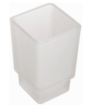 Bicchiere Ricambio Porta Spazzolino In Vetro Cubo Satinato Bagno Accessori 87263