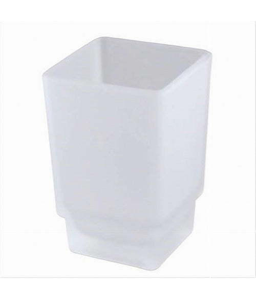 Bicchiere Ricambio Porta Spazzolino In Vetro Cubo Satinato Bagno Accessori 87263
