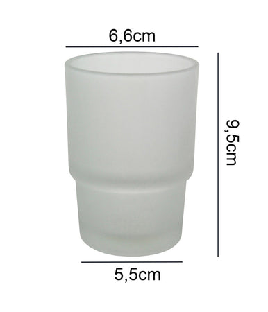 Bicchiere Ricambio Porta Spazzolino In Vetro Satinato Bagno Accessori 9,5x6,7 Cm
