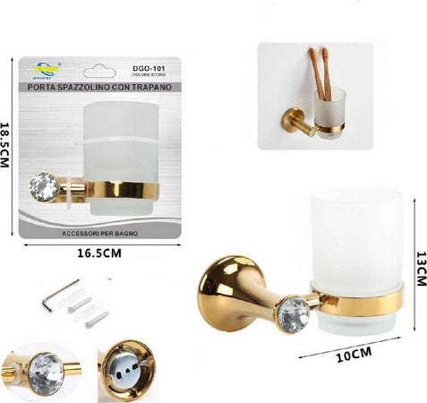 Bicchiere Supporto Bagno Porta Spazzolino Denti Muro Casa Dorato Oro Dgo-101 Casa, arredamento e bricolage > Accessori Bagno > Set da Bagno Trade Shop italia - Napoli, Commerciovirtuoso.it