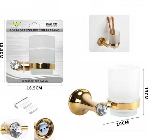 Bicchiere Supporto Bagno Porta Spazzolino Denti Muro Casa Dorato Oro Dgo-101 Casa, arredamento e bricolage > Accessori Bagno > Set da Bagno Trade Shop italia - Napoli, Commerciovirtuoso.it