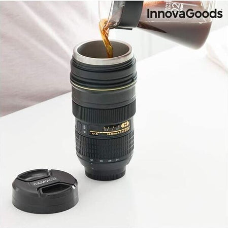 Bicchiere termico con Coperchio 400ml teleobiettivo Casa e cucina/Organizzazione interni/Contenitori e barattoli da cucina/Thermos/Contenitori per bevande isolati/Tazze e mug Led Mall Home - Napoli, Commerciovirtuoso.it