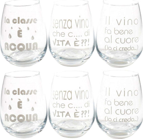 Bicchieri in vetro con scritte da 460 mL da 11 cm, confezione da 6 pezzi Casa e cucina/Decorazioni per interni/Addobbi e decorazioni per ricorrenze/Decorazioni natalizie/Oggettistica MagiediNatale.it - Altamura, Commerciovirtuoso.it