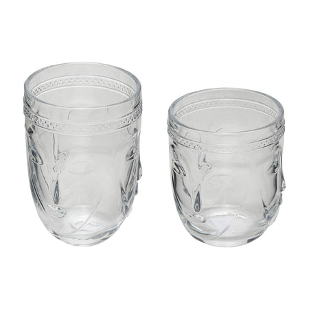 Set 4 Bicchieri in Vetro Trasparente "Visage" Faccia Bombata arredamento moderno