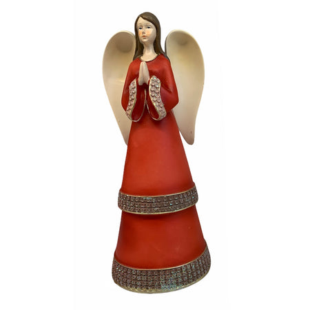 Angelo per presepe a cono doppio statuetta h 25.5 cm in poli resina decorazione natalizia